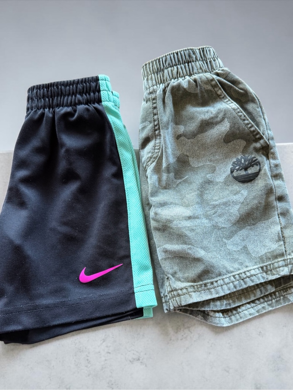 4T Boys Shorts Bundle Nike Athletic + Timberland Camo Shorts Summer